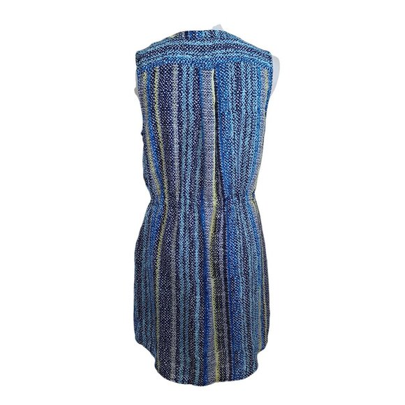 Skies Are Blue Shirt Dress Colorful Sleeveless Button Front Tie Waist Womens L - Picture 15 of 16